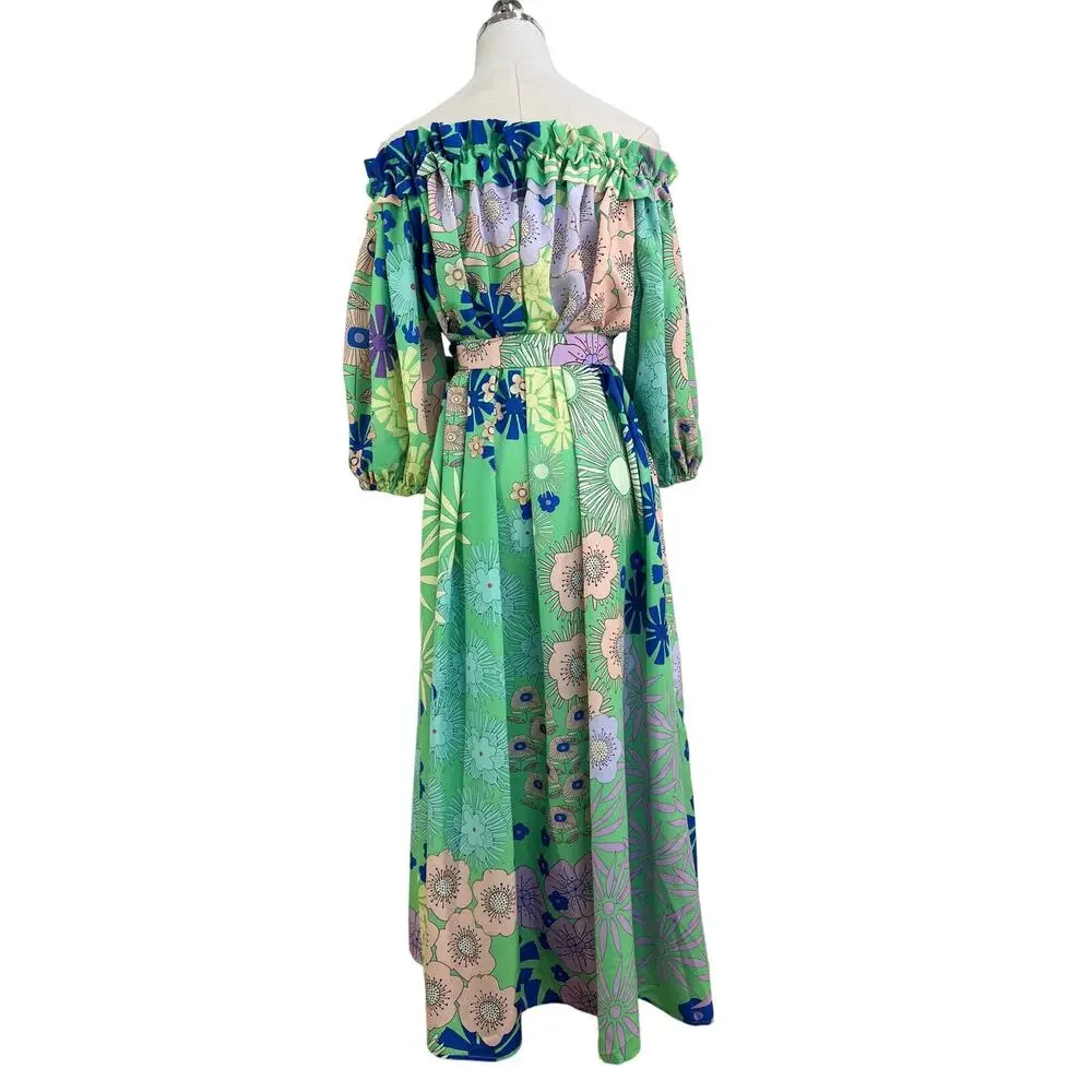 Anthropologie Oopscool Off-The-Shoulder Printed Dress